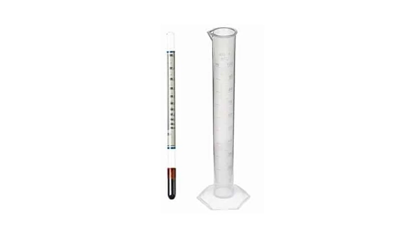 alcoholmeter 0-100% + 1 measuring cylinder
