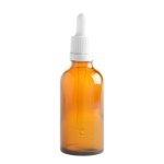 dropper bottles, amber, white pipette lids